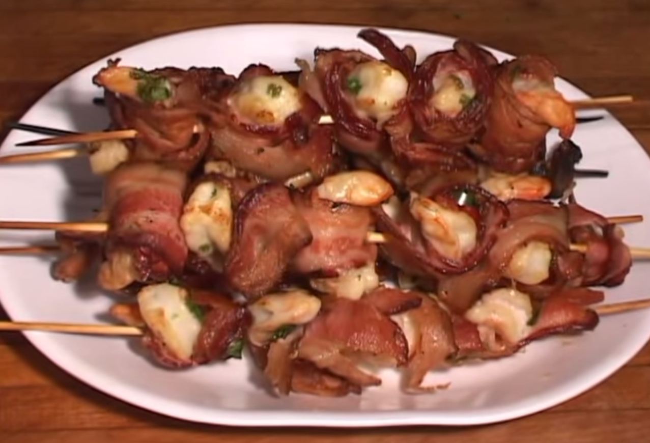 Steak bacon & recipe Wrapped   Pit  Kabobs Bacon   Skewers Shrimp smoked Recipe BBQ Smoked