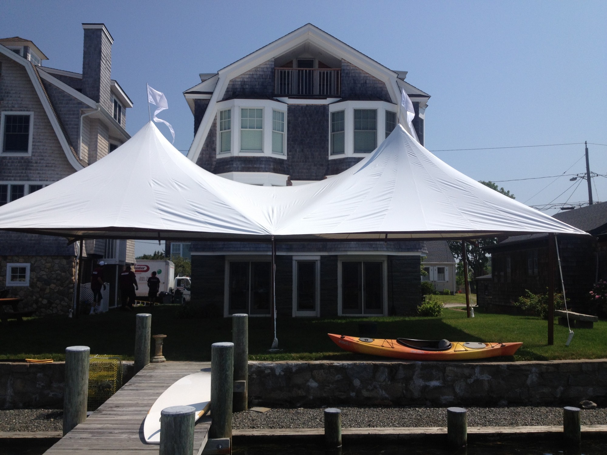 Outdoor Ceremony in Orange, CT 44x83 Sailcloth pole tent, Lyman