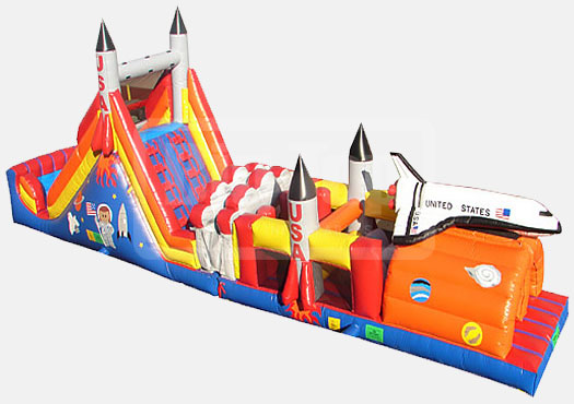 Rocket  Double Lane Obstacle Course Bounce House Waterslide WET or DRY image - Jacksonville, FL